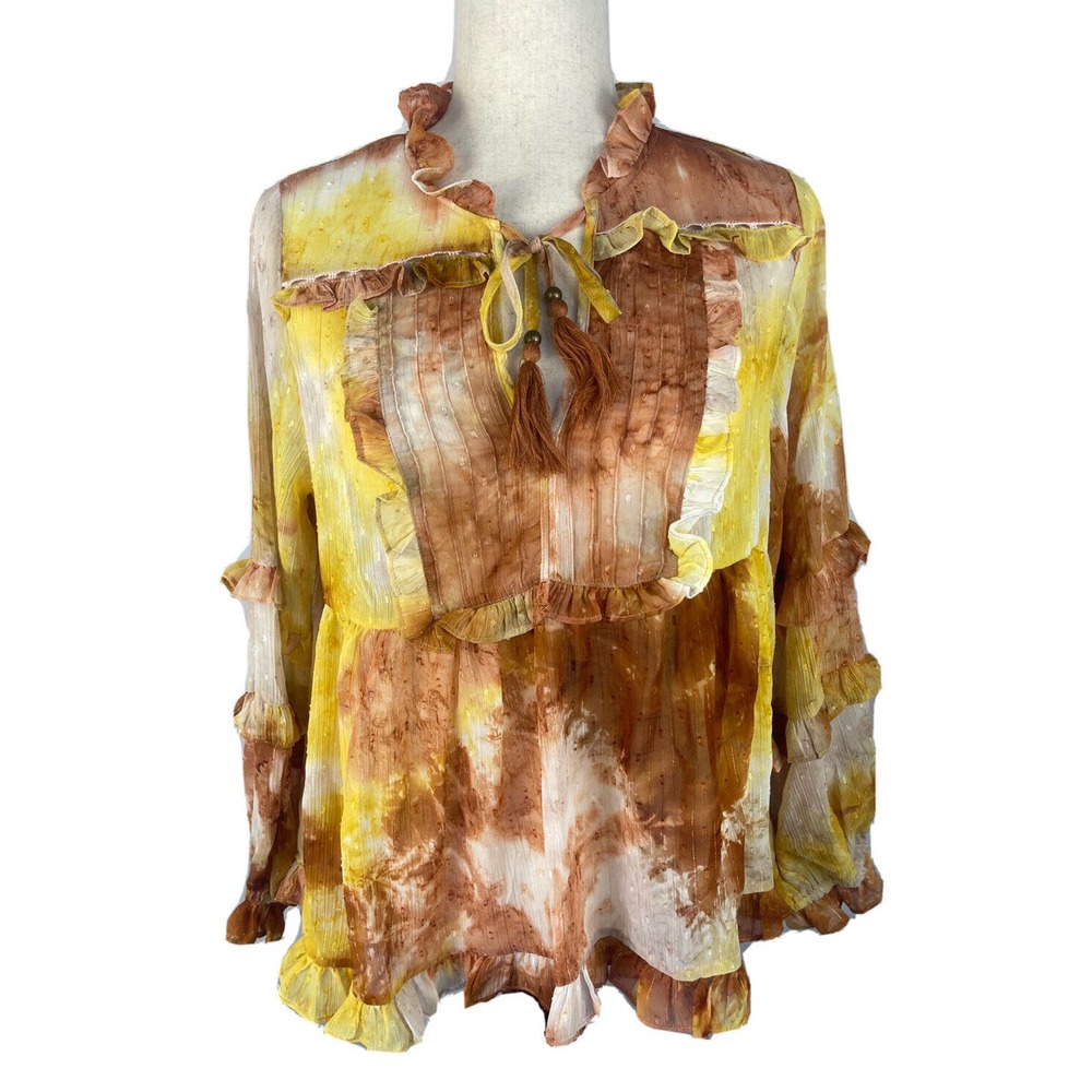 Shop Neighbor Los Angeles Womens Size Medium Boho Ruffle Blouse - New With Tags